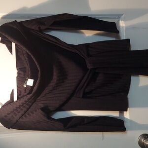NWOT Venus Off-the-Shoulder Ribbed Shirt with Tie Detail